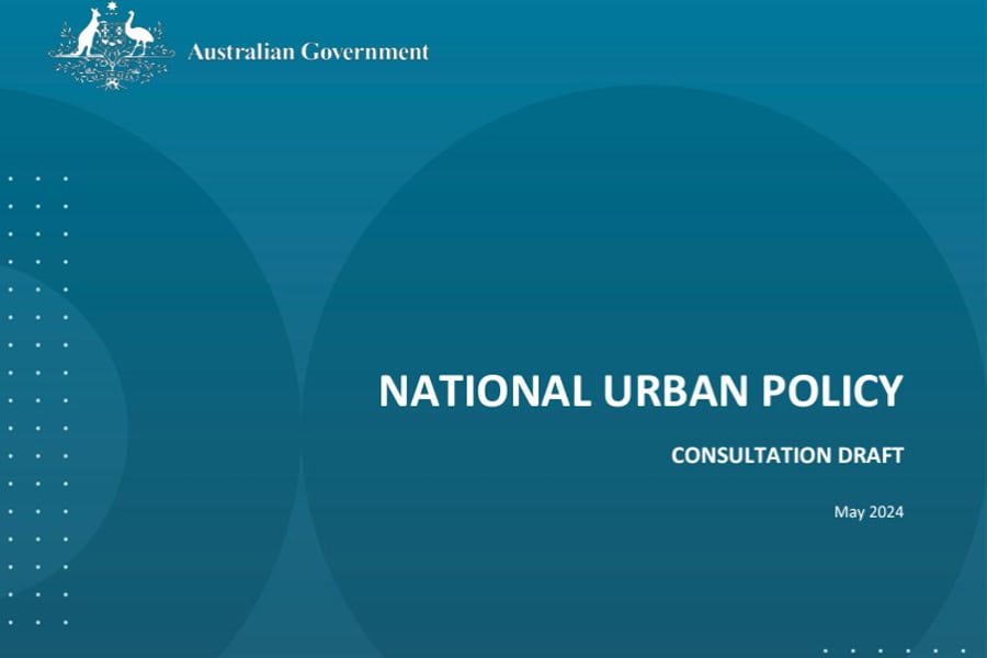 The cover of the Australian Government’s National Urban Policy consultation draft, May 2024.